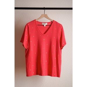 VTG Casual Corner Pink & Orange Polka Dot Shirt